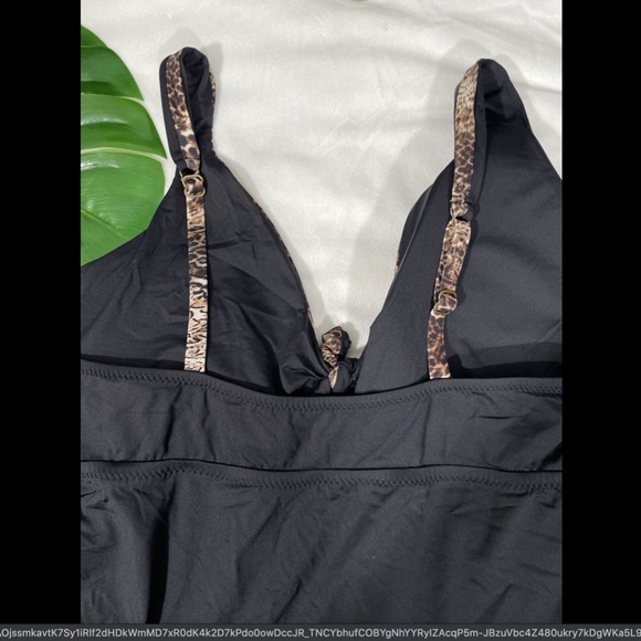 NEW Becca Leopard Trim Over‎ The Shoulder Tankini Top [PLUS 3X ] - Picture 10 of 12